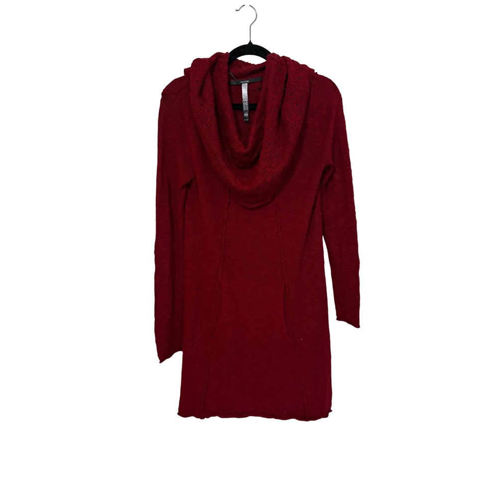 Kensie Burgundy Cowl Neck Sweater Dress Long Sleeve Kangaroo Pocket Tunic‎